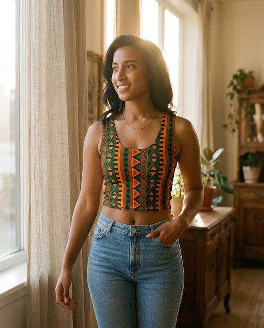 Woman wearing Mzansi crop top