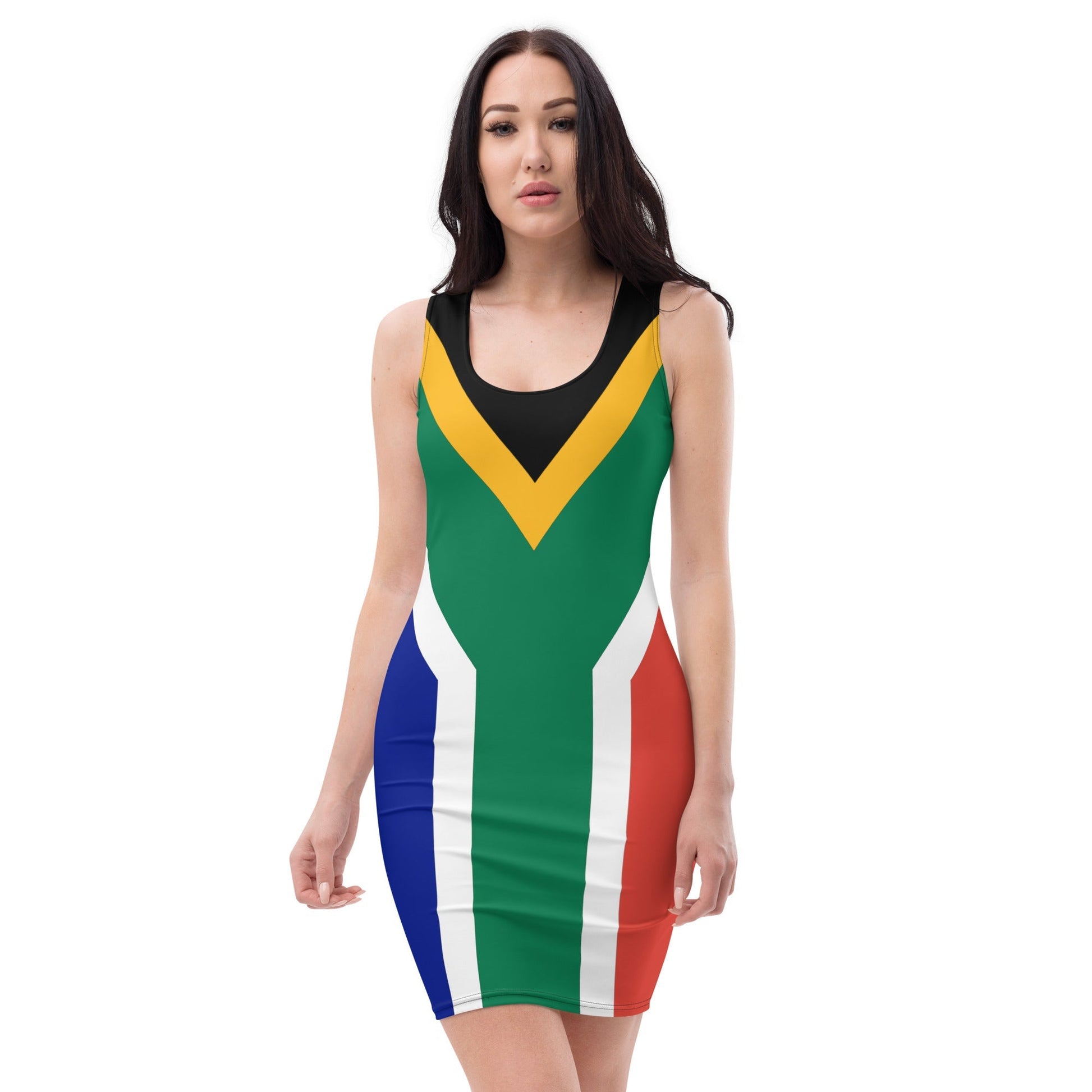 SA Flag Bodycon Dress studio product view