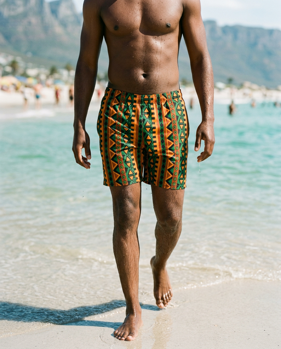 Man walking out of the sea in Mzansi Recycled Swim Trunks
